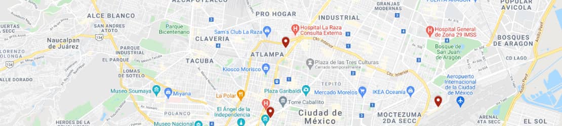 Mapa de Renta de autos en Ciudad de Mexico