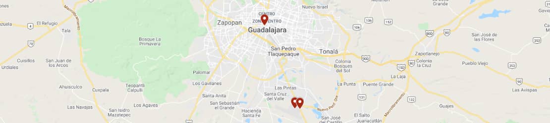 Mapa de Renta de autos en Guadalajara