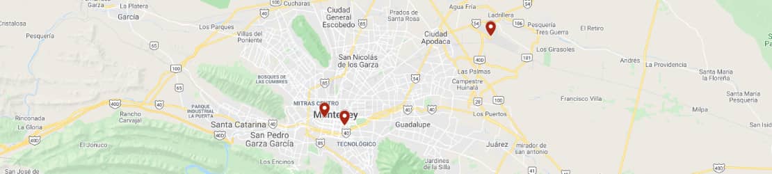 Mapa de Renta de autos en Monterrey